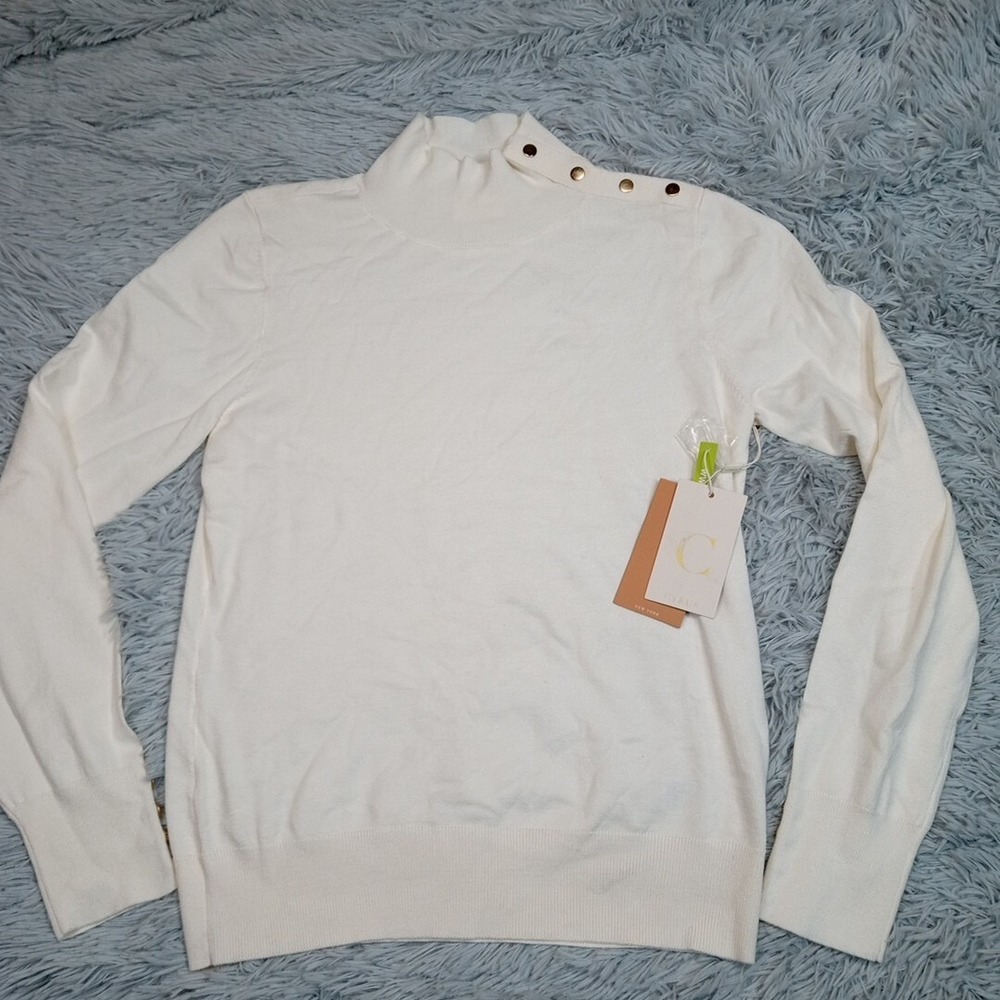 Cyrus Sweater Womens S White Lightweight Soft Comfort Casual Career New